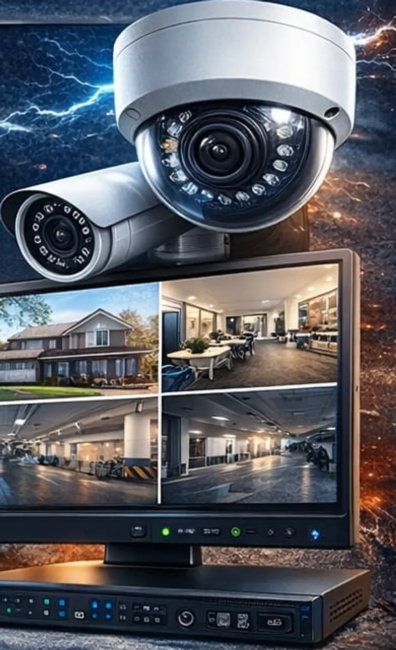 Câmeras de segurança e monitor com imagens em tempo real